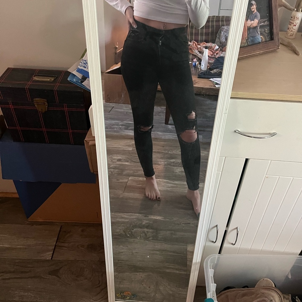 American Eagle Outfitters Black Ripped Skinny Jeans